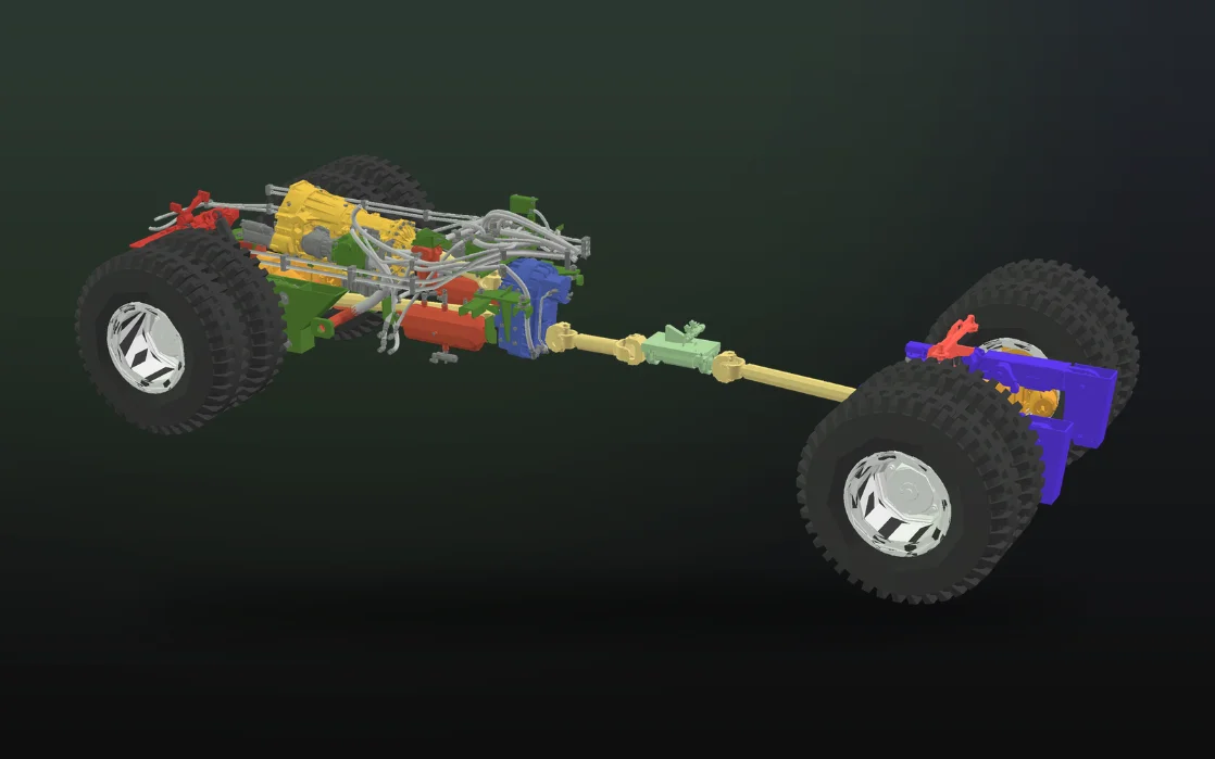 Engine drive assembly rendered in 3D